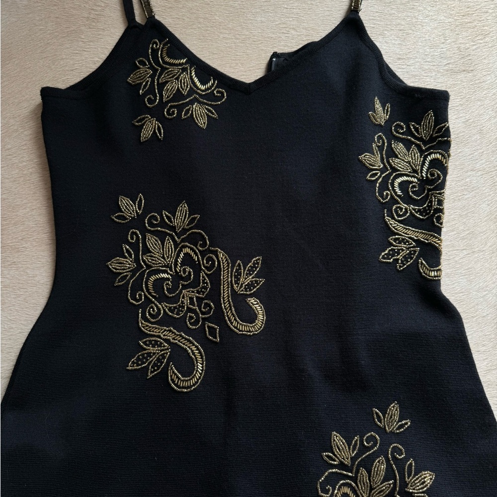 Night out dress black gold spaghetti straps - Picture 1 of 12